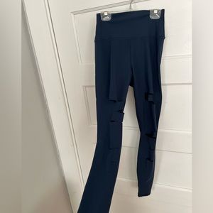 ALO Yoga Ripped Blue Leggings Size XS